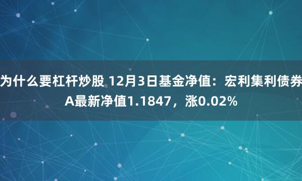 为什么要杠杆炒股 12月3日基金净值：宏利集利债券A最新净值1.1847，涨0.02%