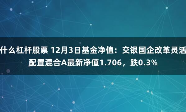 什么杠杆股票 12月3日基金净值：交银国企改革灵活配置混合A最新净值1.706，跌0.3%