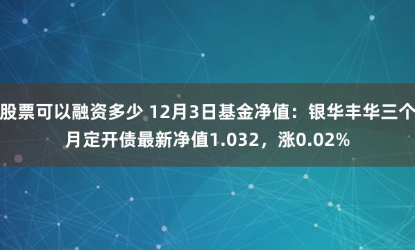 股票可以融资多少 12月3日基金净值：银华丰华三个月定开债最新净值1.032，涨0.02%