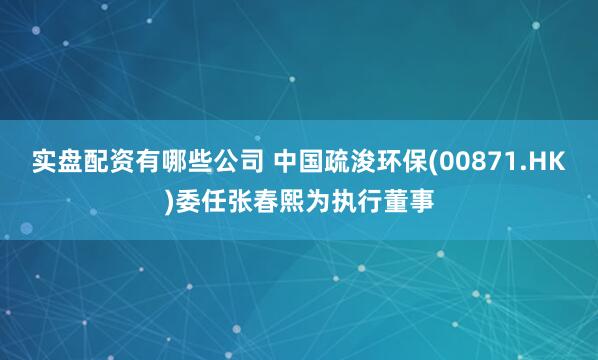 实盘配资有哪些公司 中国疏浚环保(00871.HK)委任张春熙为执行董事